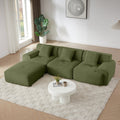Livingroom L Shaped Corduroy Sectional Sofa Modular Couch 3 Seat Straight Sofa With Movable Ottoman