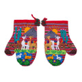 Llama Walk Cotton Arpillera Decorative Mitts Pair