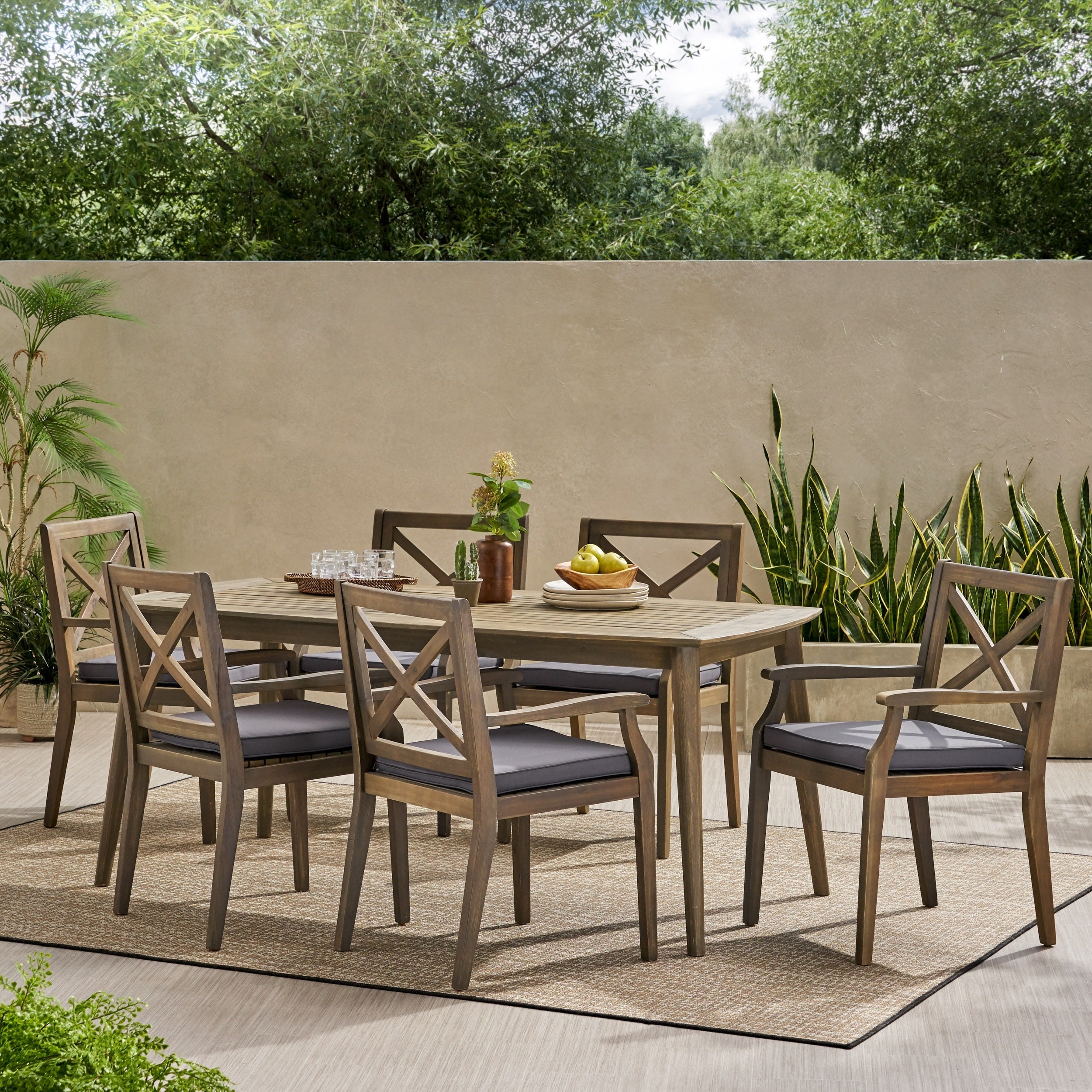 Llano Outdoor 7 Piece Acacia Dining Set By Christopher Knight Home
