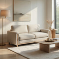 Lny Sofa Beige Polyester Wood Natural Brown Frame And Legs 81 Inch