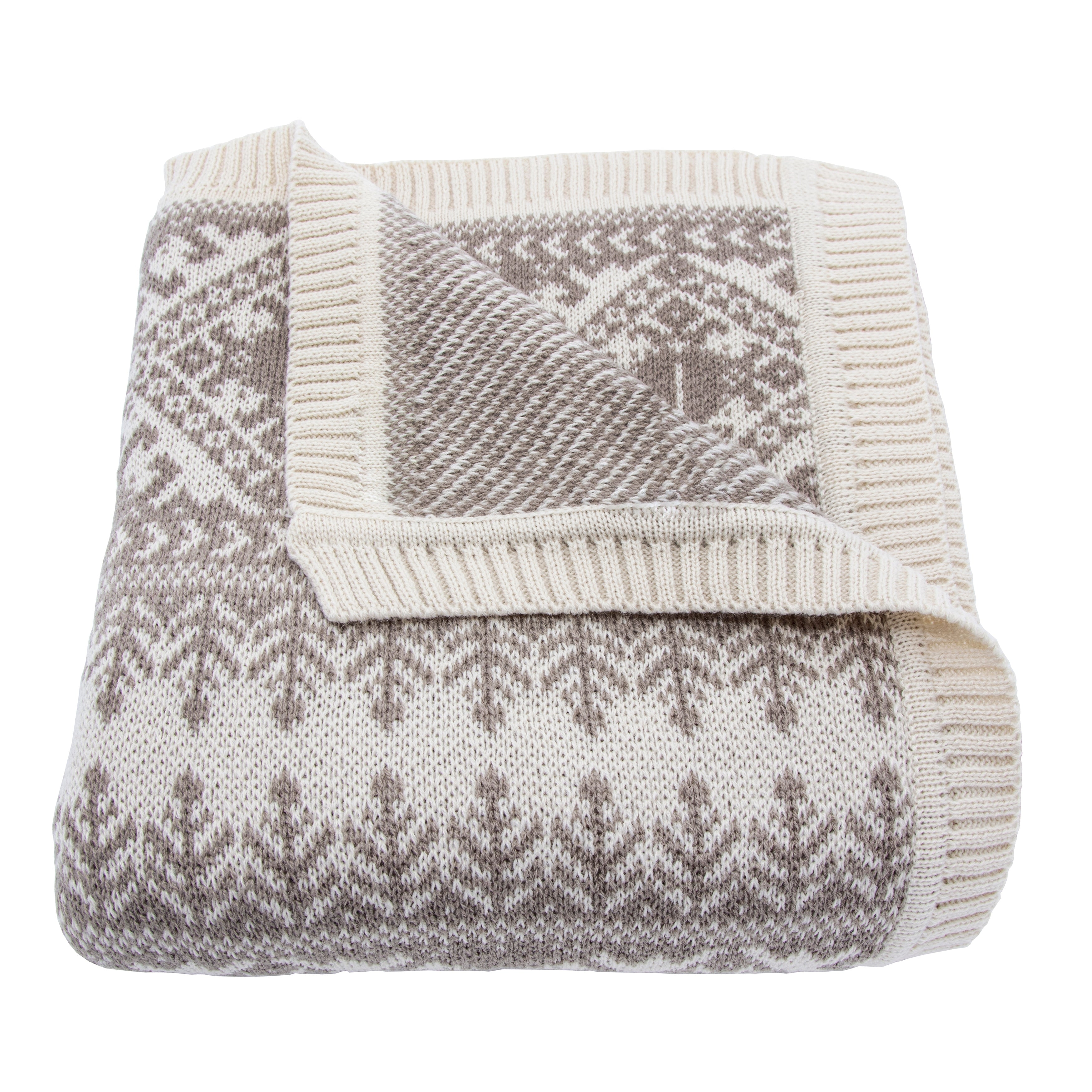 Lodge Fair Isle Knit Throw 50X60 Taupe