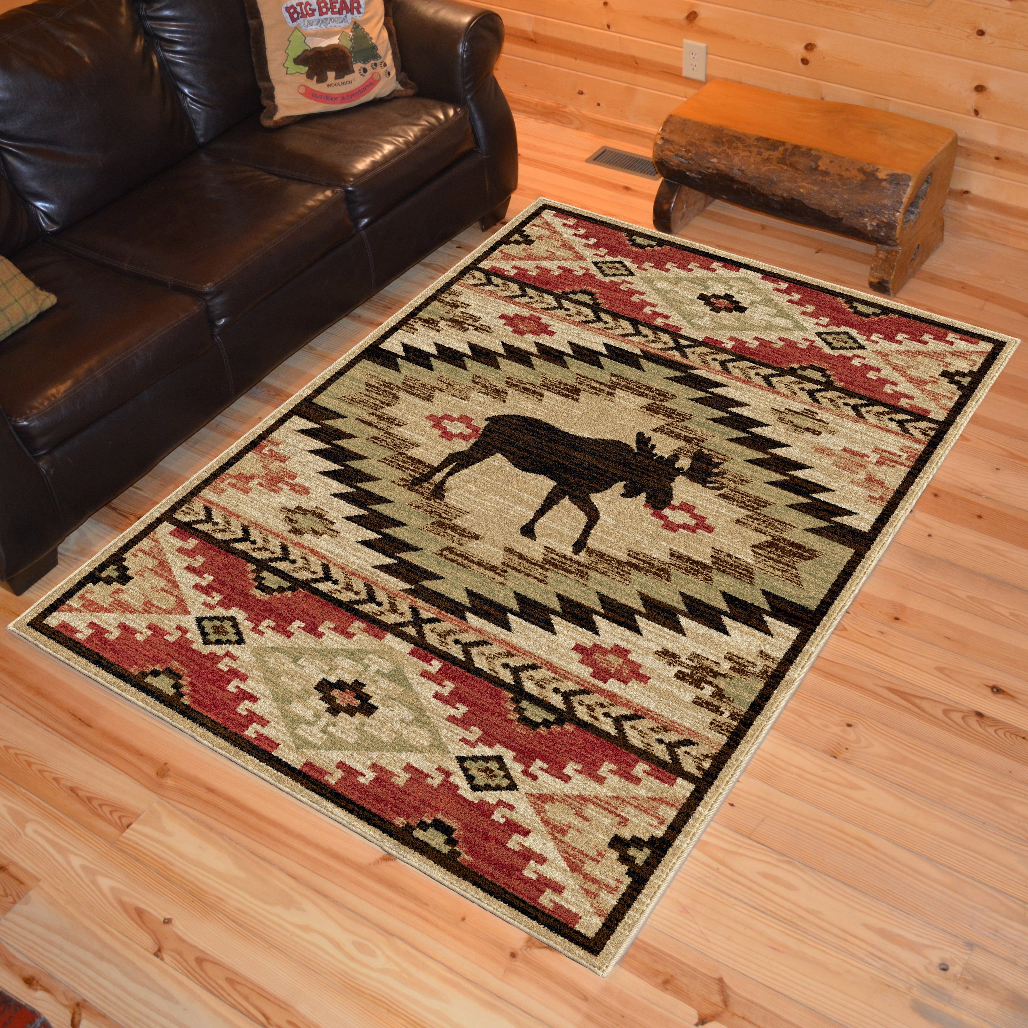 Rustic Lodge Southwestern Elk Multi 5X8 Area Rug 53 X77 53 X 73