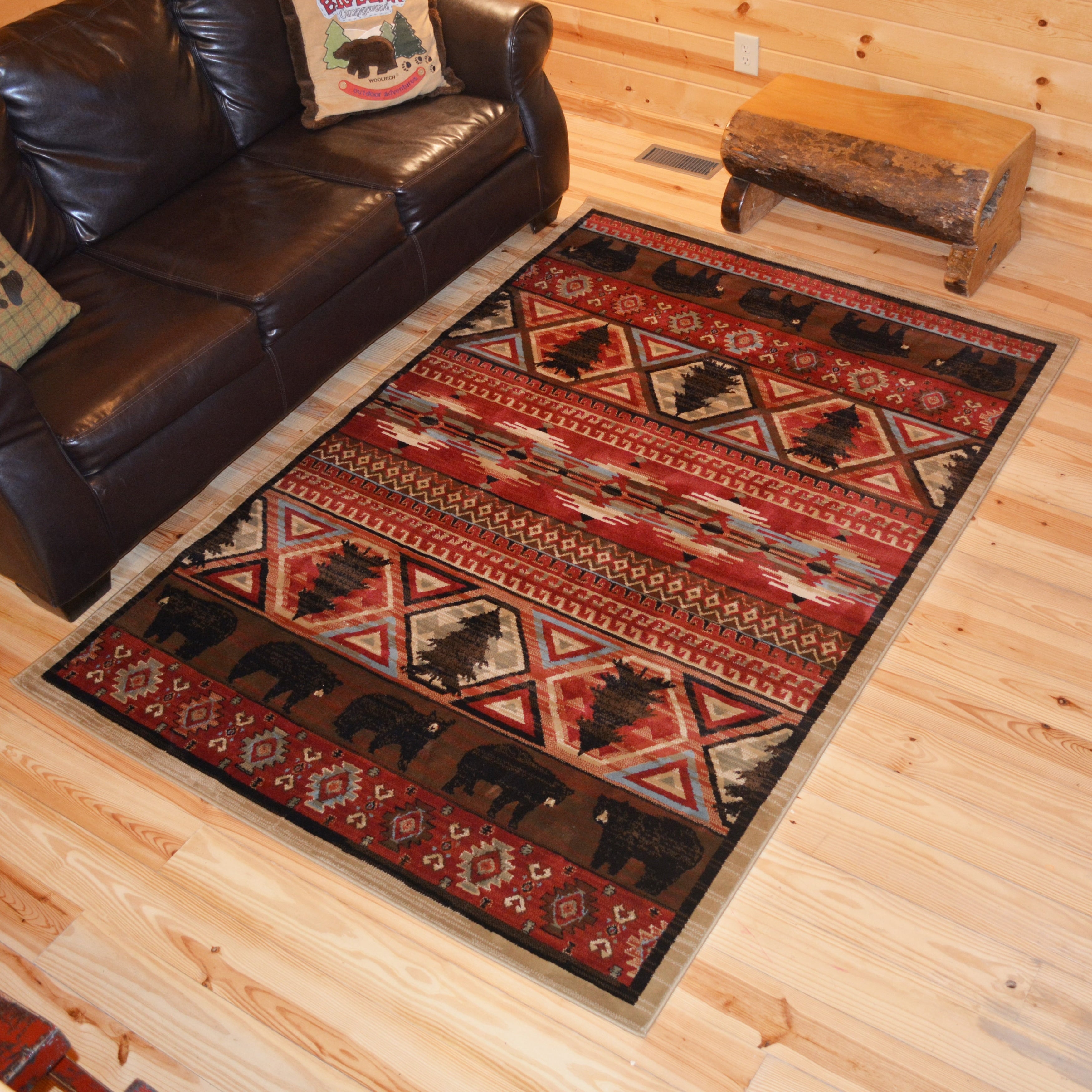 Rustic Lodge Bear Southwest Pine Cabin Multi Area Rug 710 X 910