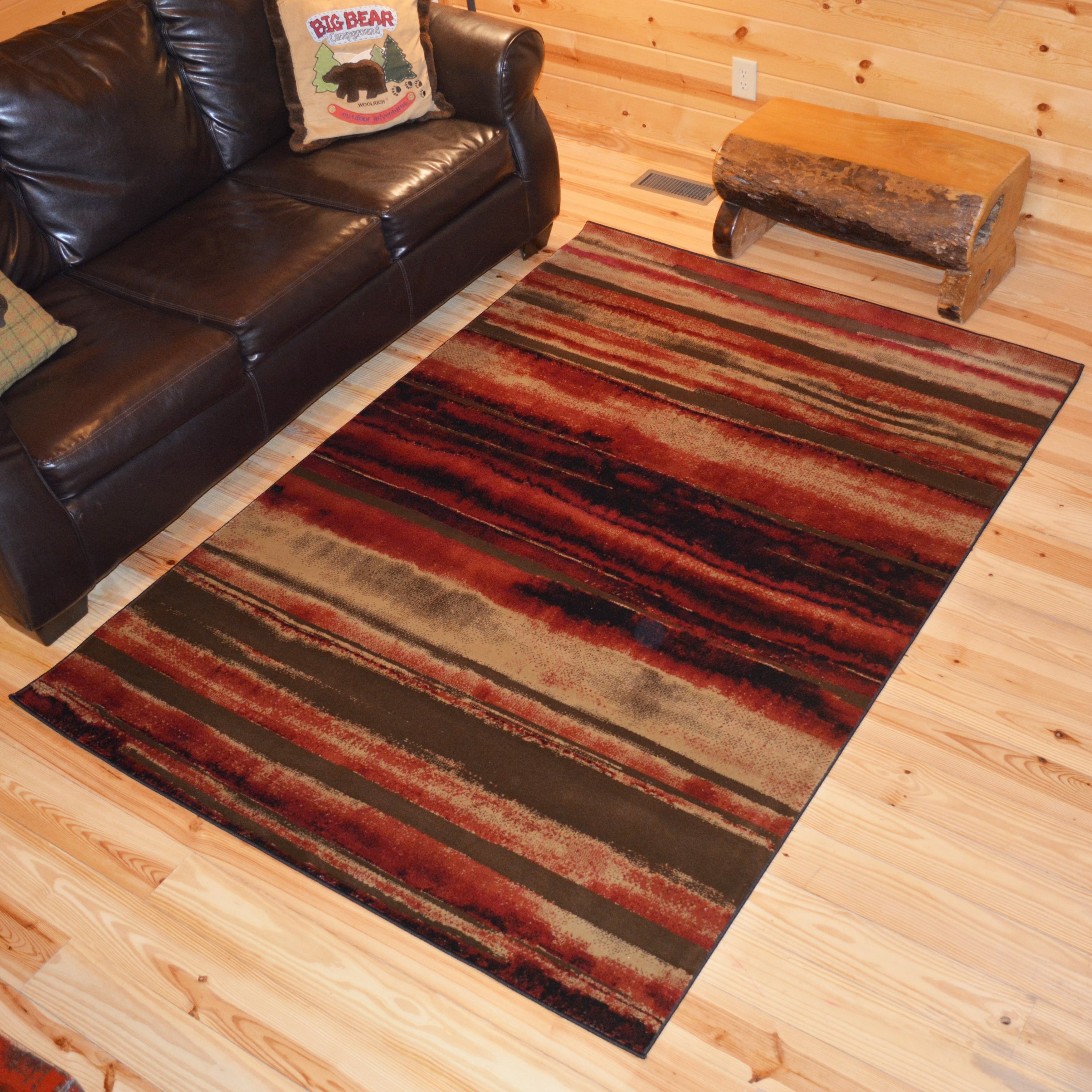 Rustic Lodge Layered Earth Cabin Multi Black Area Rug 710 X 910