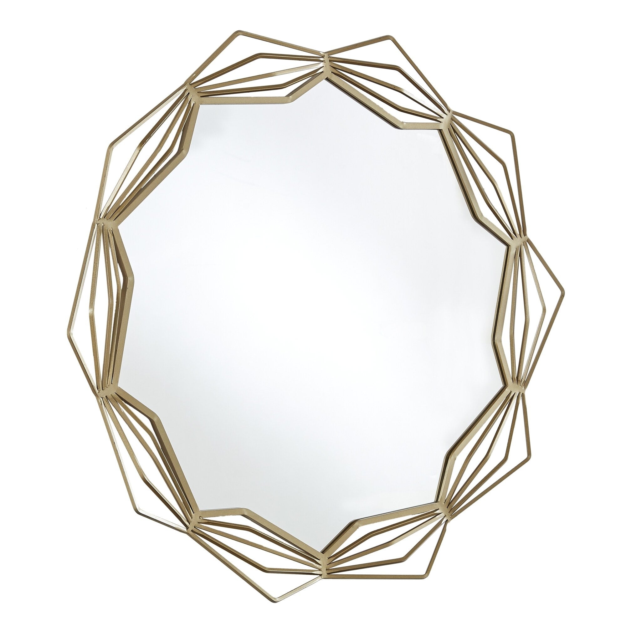 Lodo Gold Finish Wall Mirror With Star Geometric Metal Frame By Inspire Q Modern