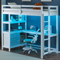 Loft Bed Twin Size With Rgb Led And Storage Drawers