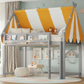 Loft Bed With Canopy Led Fairy Lights Front Bookshelf By Harper Bright Designs