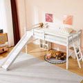 Loft Bed With Slide Twin Space Saving Kids Low Loft Bed With Guardrail And Ladder
