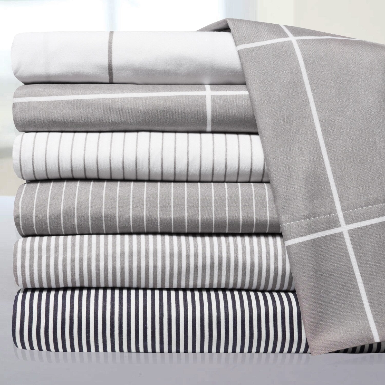 Loft Collection Modern Classic Pinstripe 6 Piece Sheet Set
