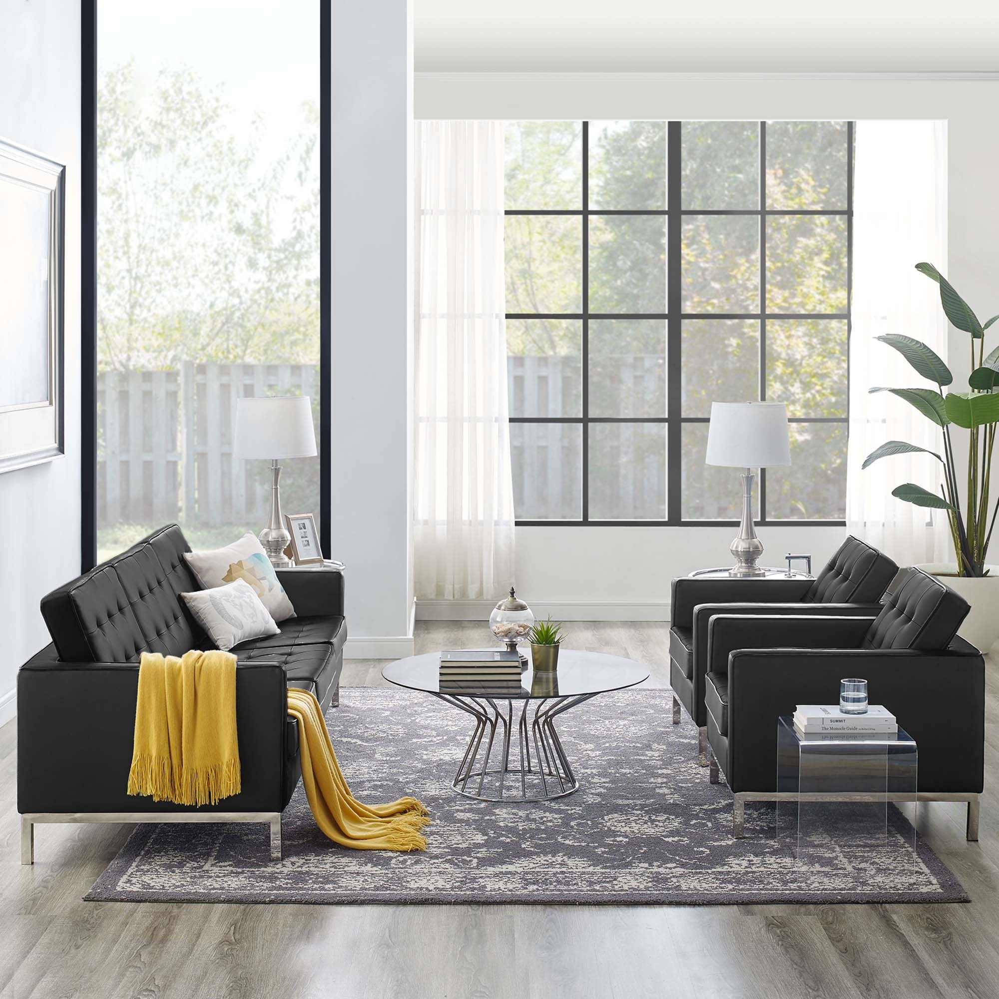 Strick Bolton Malena Upholstered Stainless Steel 3 Piece Sofa Set