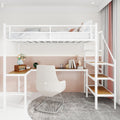 Loft Bed With L Shaped Desk Large Storage Space And Storage Compartments Sturdy Bed Frame With Stairs