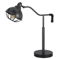 Loga 27 Inch Desk Lamp W Adjustable Cage Style Shade Black Iron