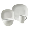 Logan White Porcelain Soft Square 16 Piece Dinnerware Set