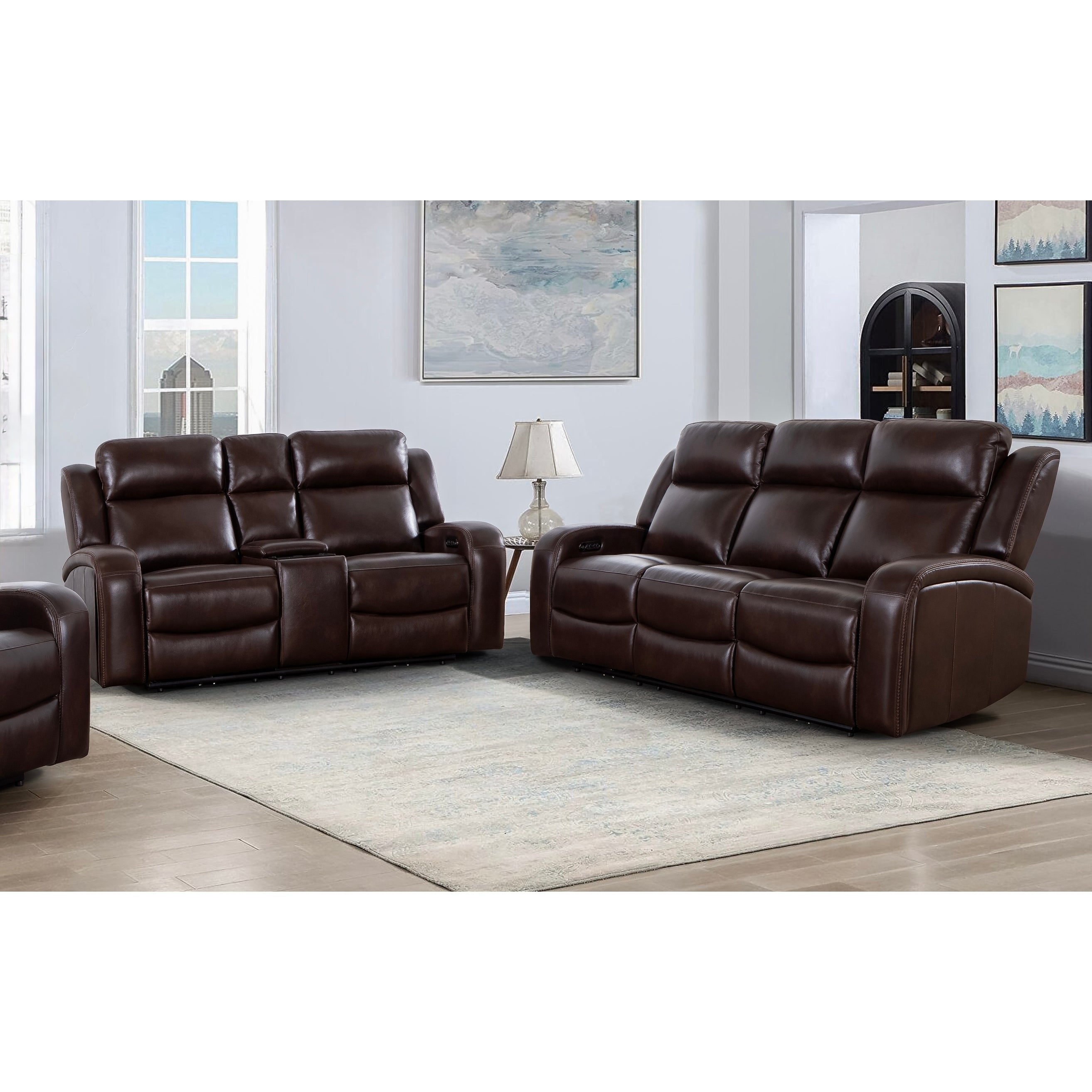 Logan Top Grain Italian Leather Sofa Loveseat Set
