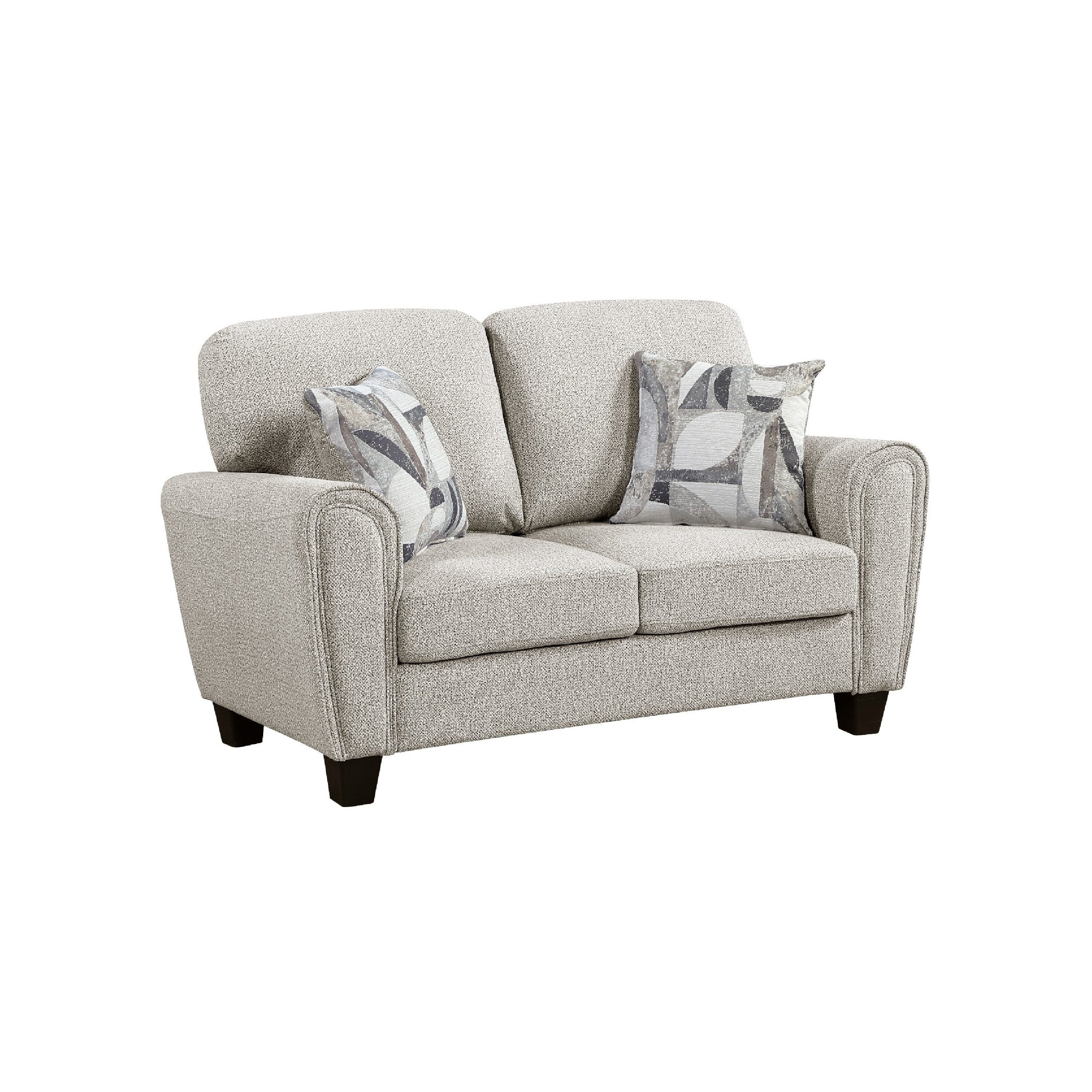 Loi Loveseat W 2 Pillows Reversible Cushion Gray Chenille 63 Inch