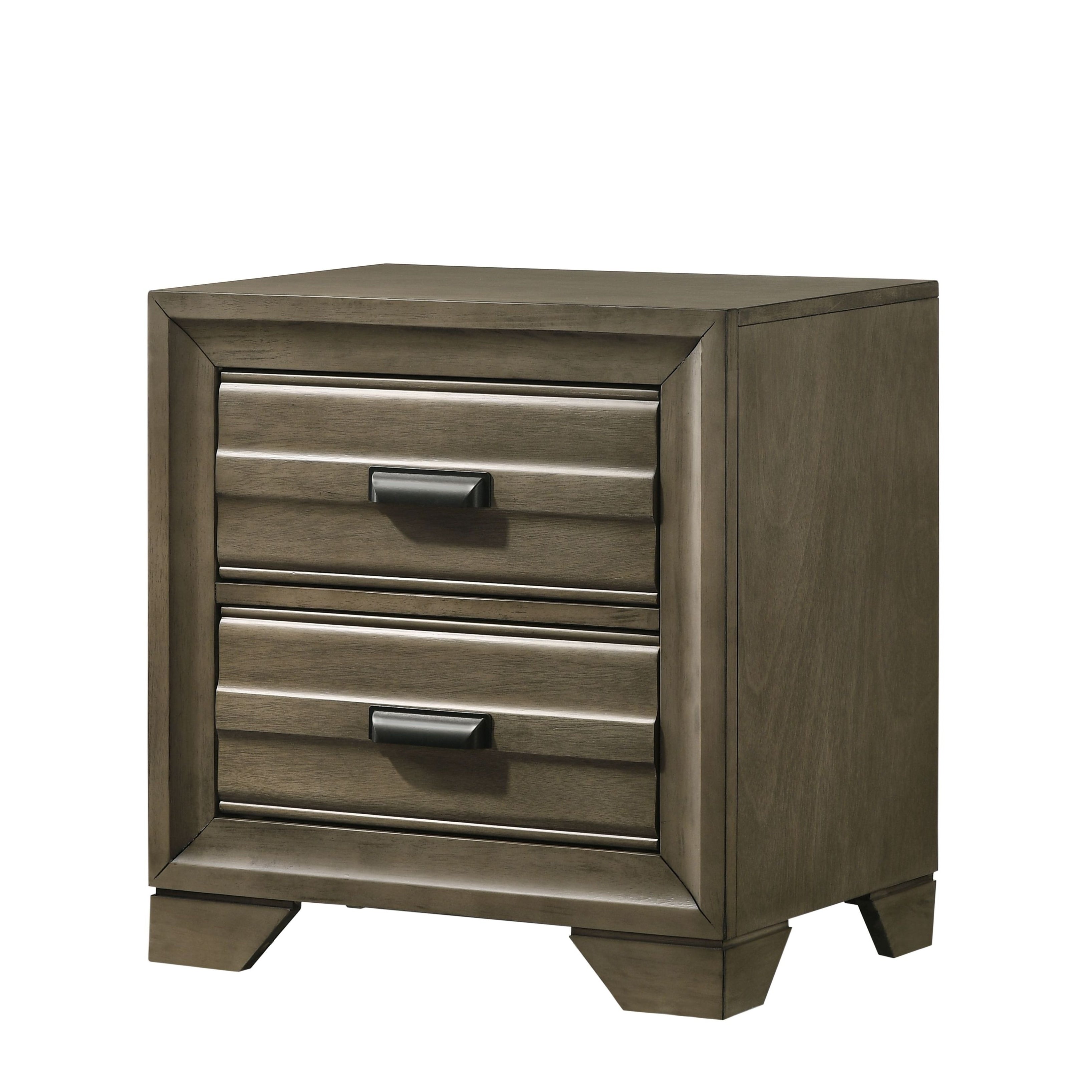 Loiret Light Grey Finish Wood 2 Drawer Nightstand