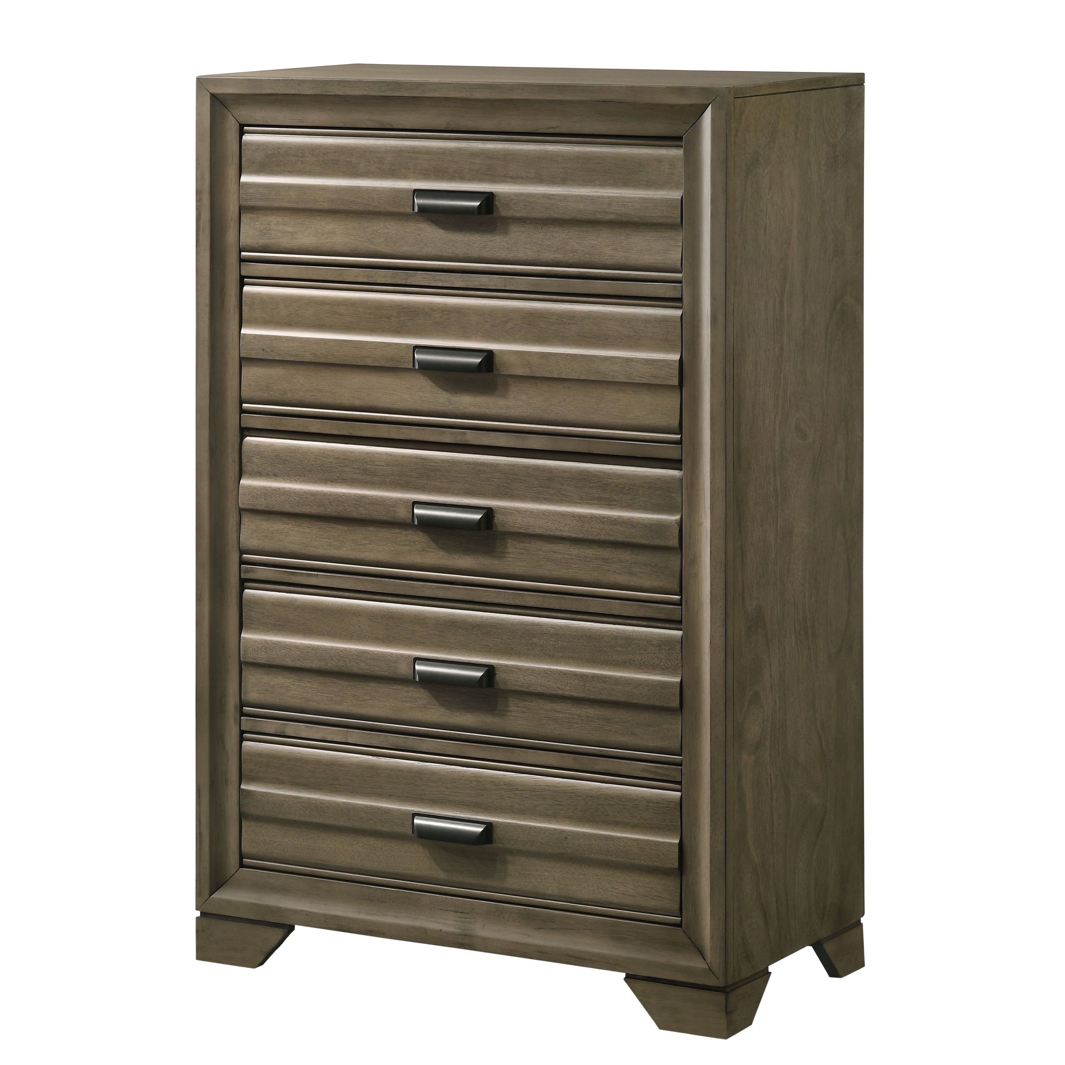 Loiret Light Grey Finish Wood 5 Drawer Chest