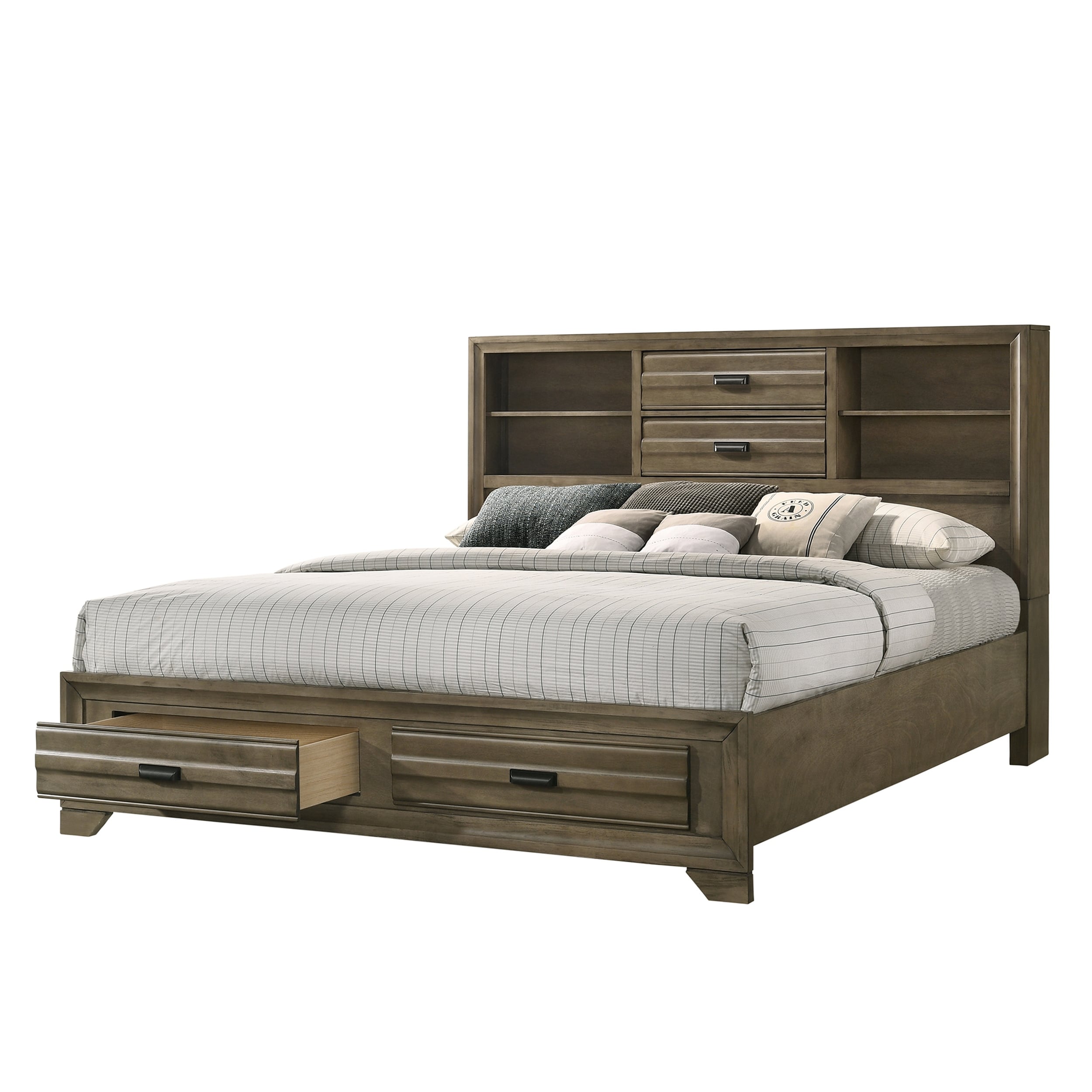 Loiret Light Grey Finish Wood Storage Platform Bed