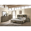 Loiret Light Grey Finish Wood Storage Platform Bedroom Set With Dresser Mirror Nightstand Chest
