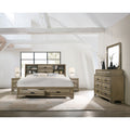 Loiret Light Grey Finish Wood Storage Platform Bedroom Set With Dresser Mirror Two Nightstands