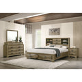 Loiret Light Grey Finish Wood Storage Platform King Bedroom Set With Dresser Mirror Nightstand