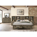 Loiret Light Grey Finish Wood Storage Platform Wallbed With Dresser And Mirror