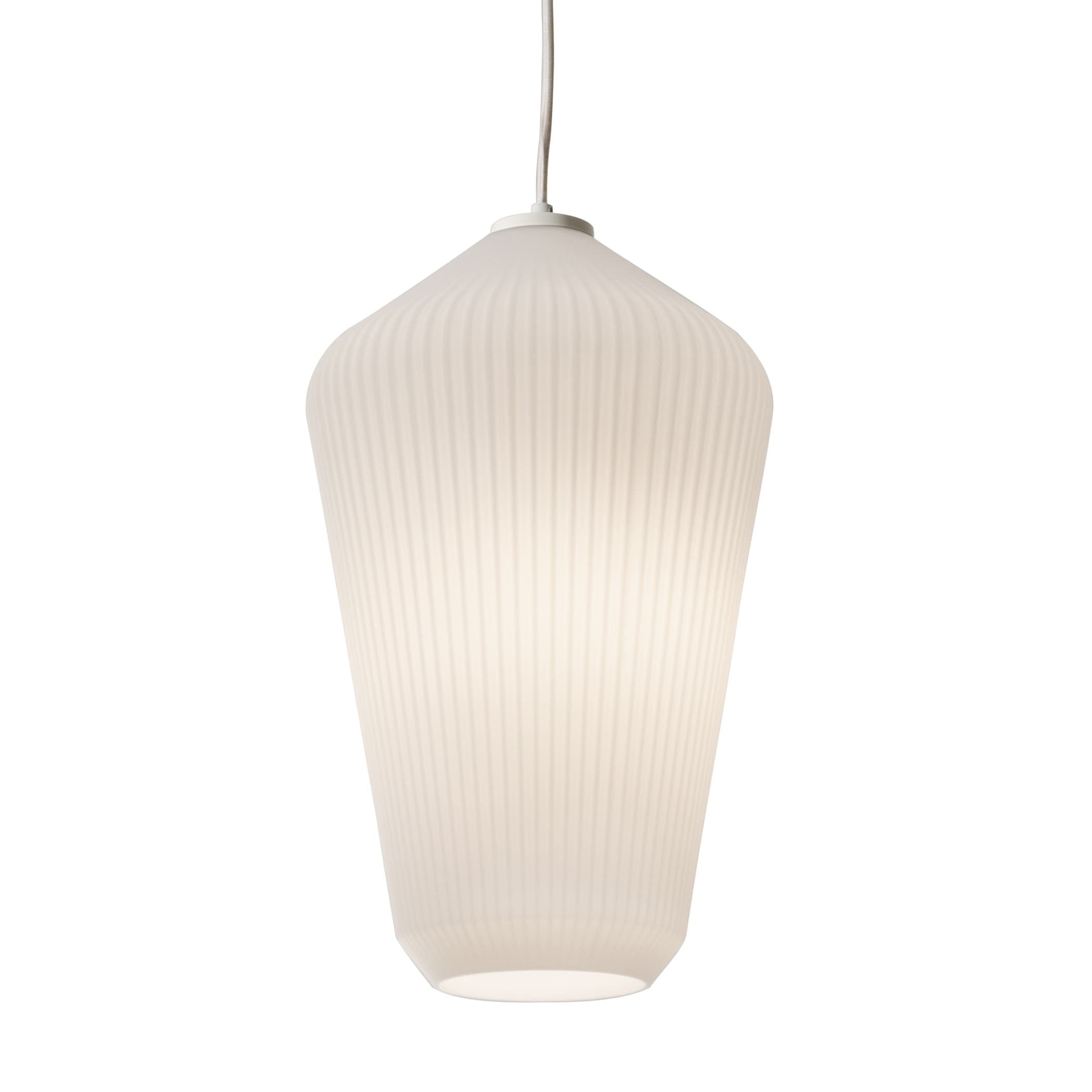 Afx Lola 1 Light White Pendant Frosted Ribbed White Glass Shade