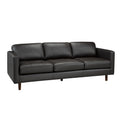 Lola Mid Century Modern Chocolate Brown Top Grain Italian Leather Tufted Sofa