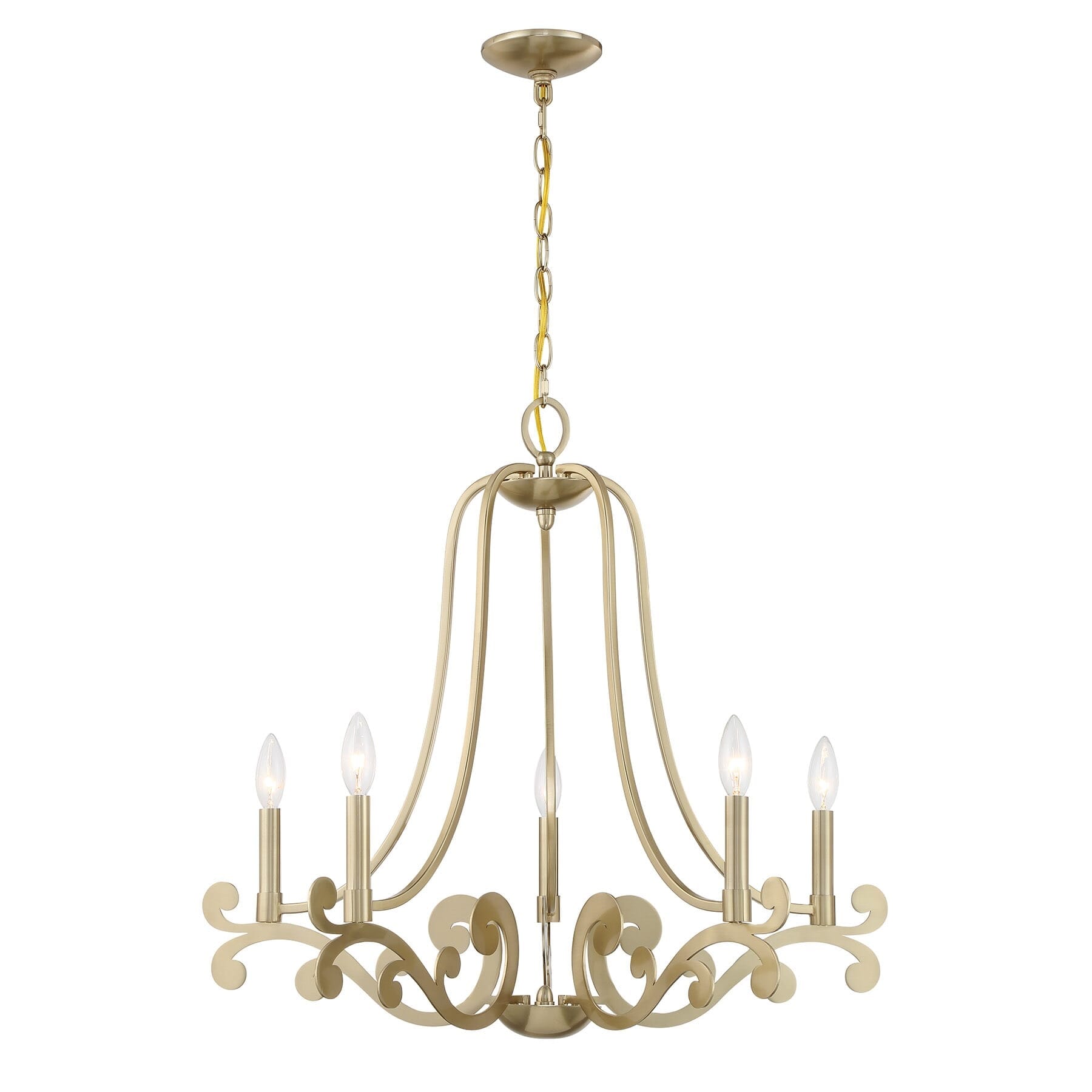 Lombard 5 Light Chandelier In Noble Brass