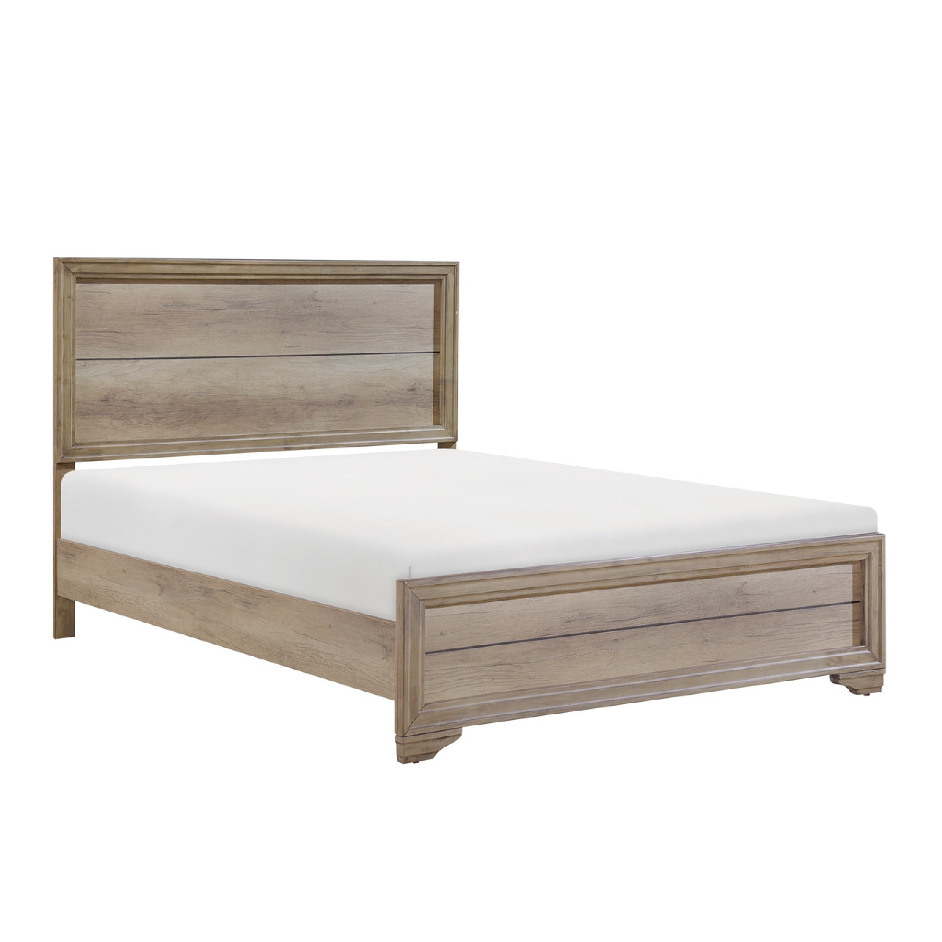 Lona Twin Panel Bed Planked Frame With Molding Sun Bleached Natural Brown