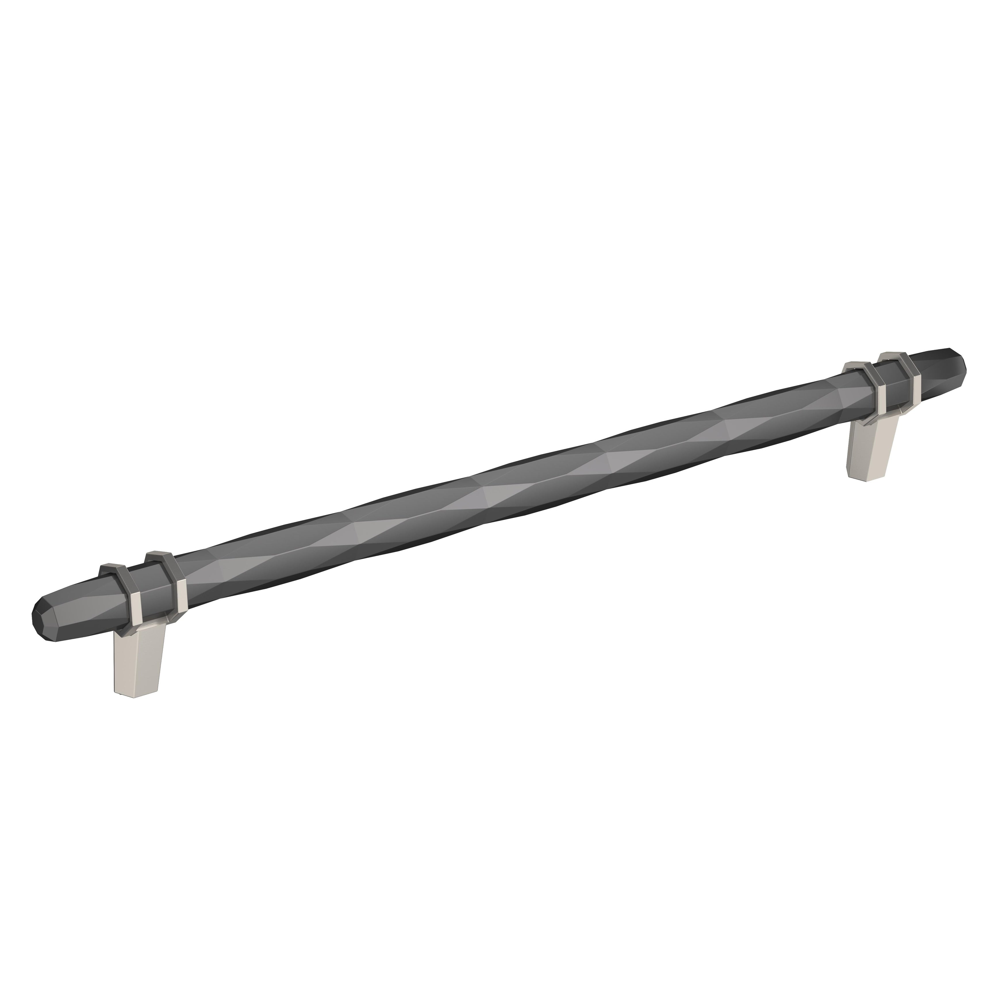 Amerock London 10 1 16 In 256 Mm Center To Center Black Chrome Satin Nickel Cabinet Pull