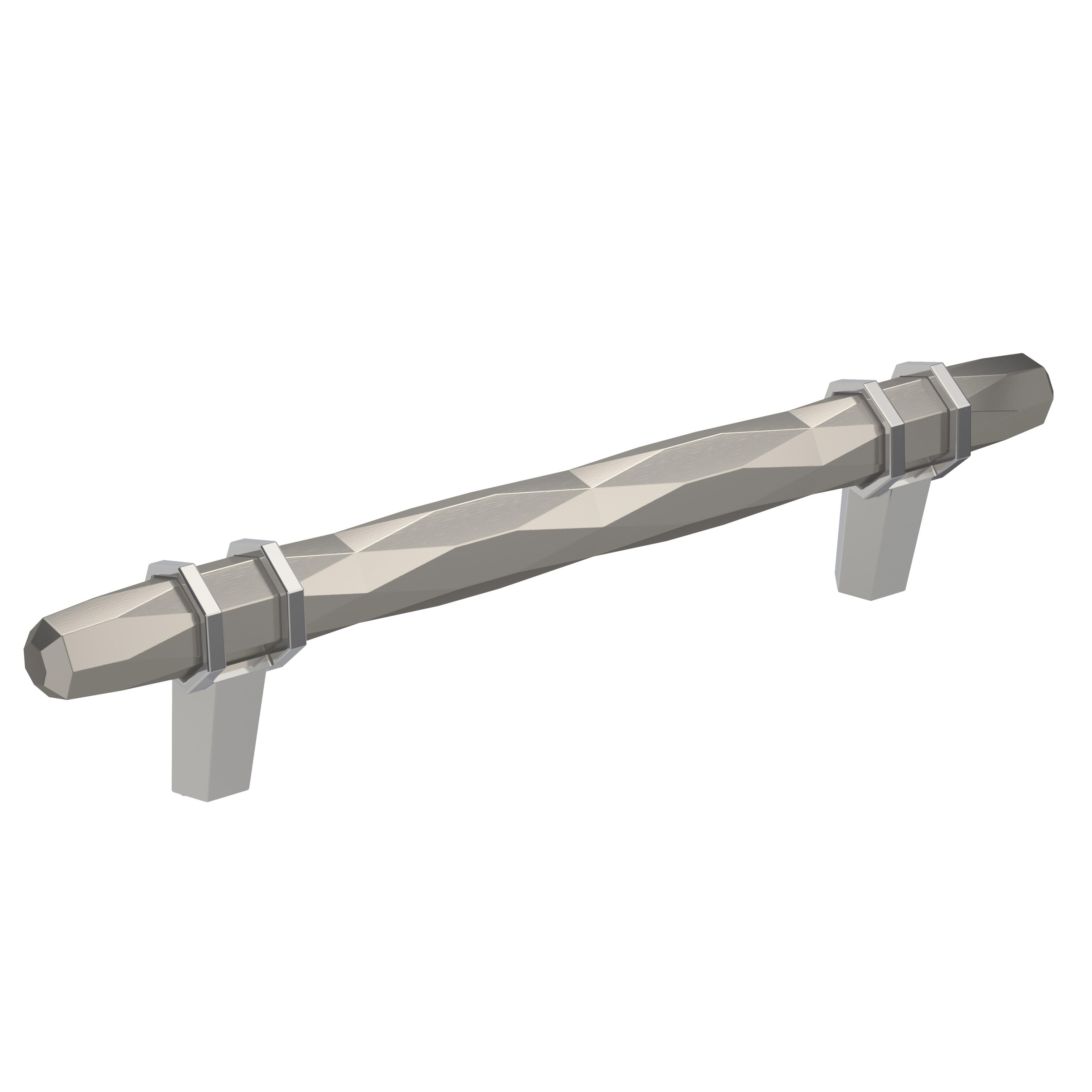 Amerock London 5 1 16 In 128 Mm Center To Center Satin Nickel Polished Chrome Cabinet Pull