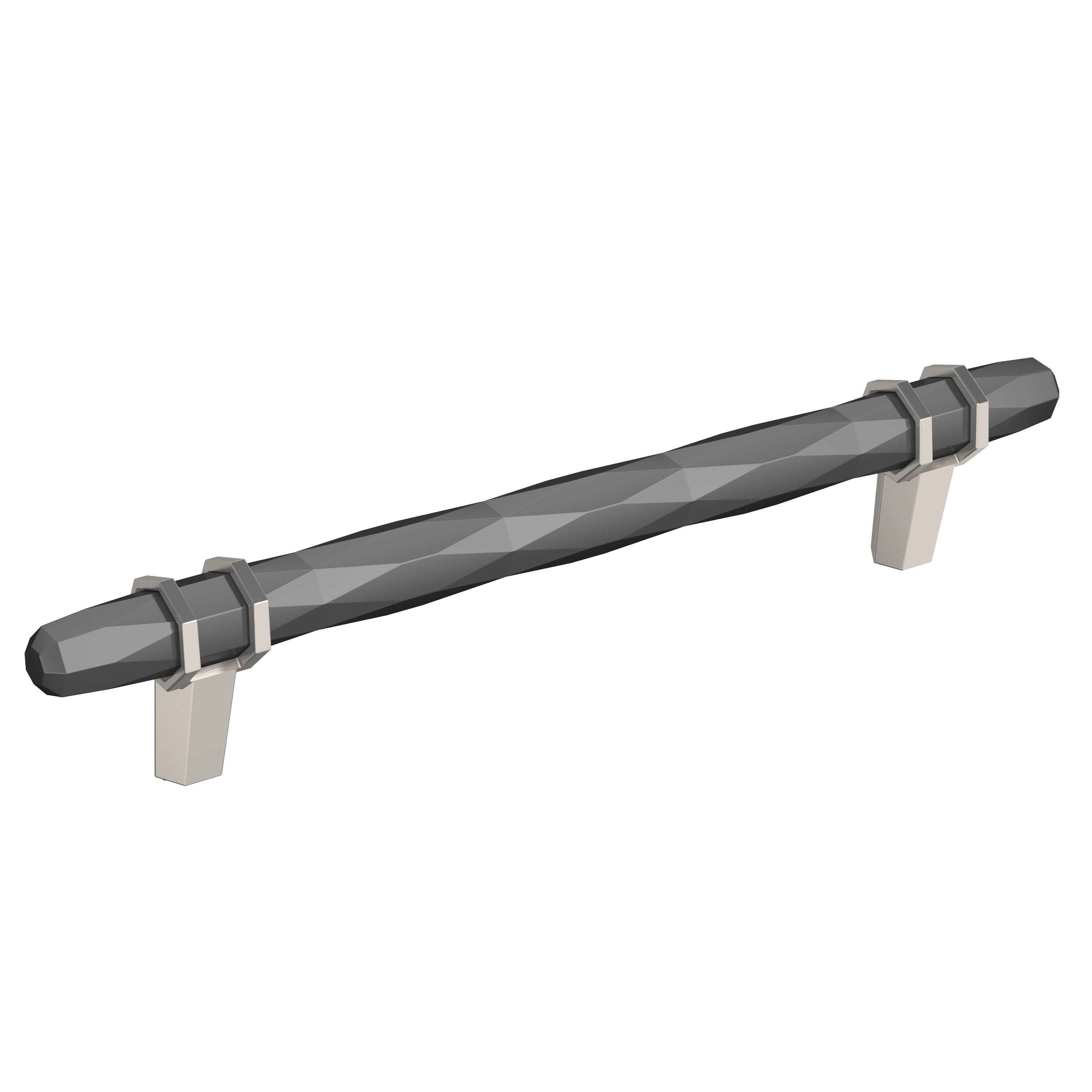 Amerock London 6 5 16 In 160 Mm Center To Center Black Chrome Satin Nickel Cabinet Pull