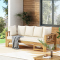Long Beach Outdoor Extendable Acacia Wood Daybed Sofa By Christopher Knight Home