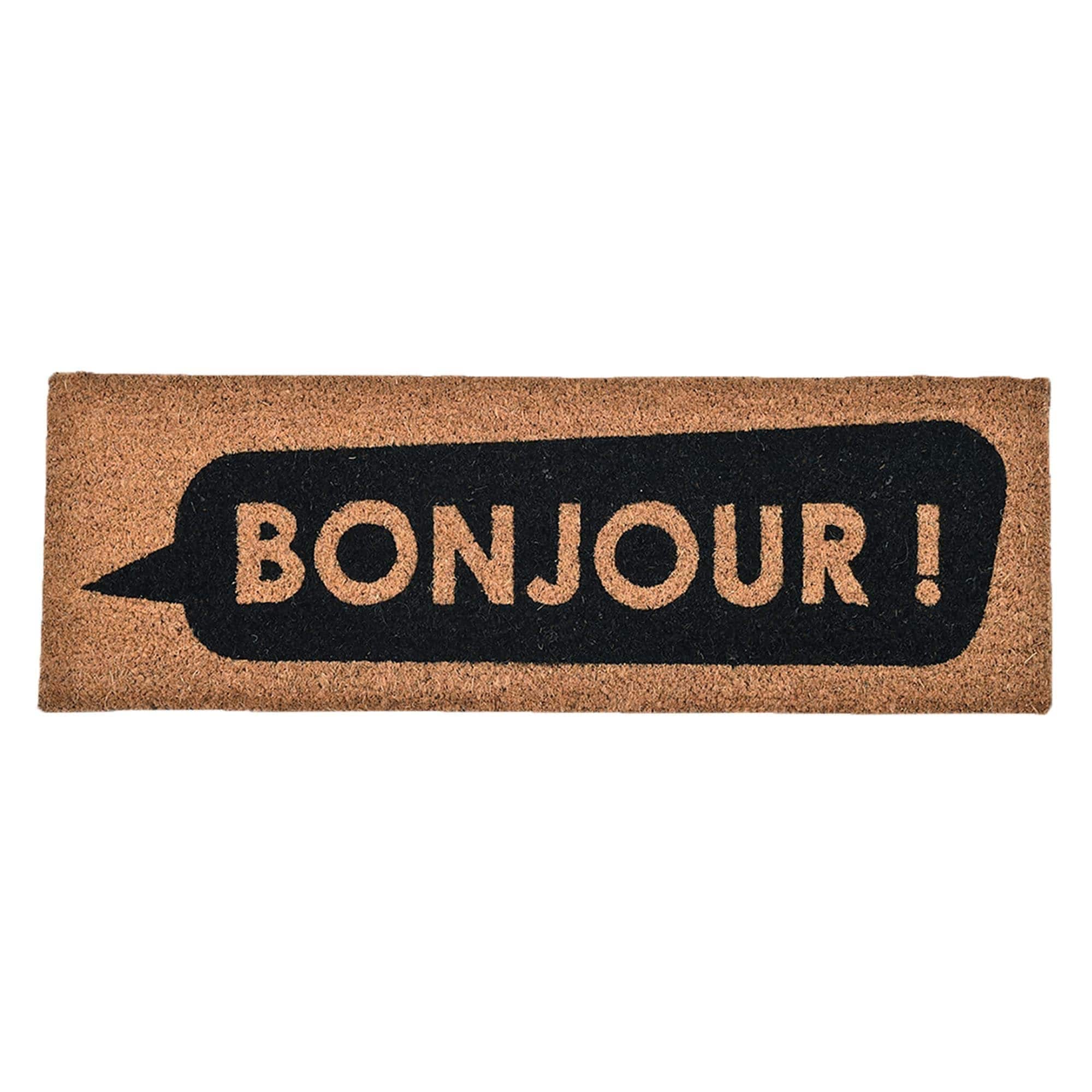 Long Front Door Mat Bonjour Rug 30X10 Black