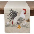 Saro Lifestyle Long Table Runner With Embroidered Rooster Design