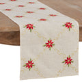 Long Table Runner With Poinsettia Embroidery