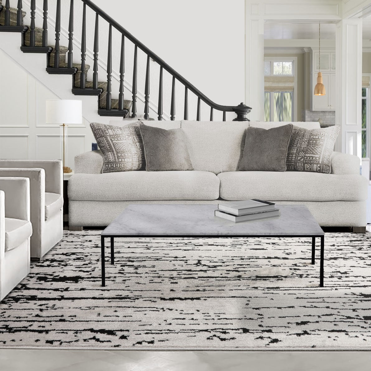 Persian Polypropylene Lisette Modern Contemporary Oriental Area Rug Gray Black Color