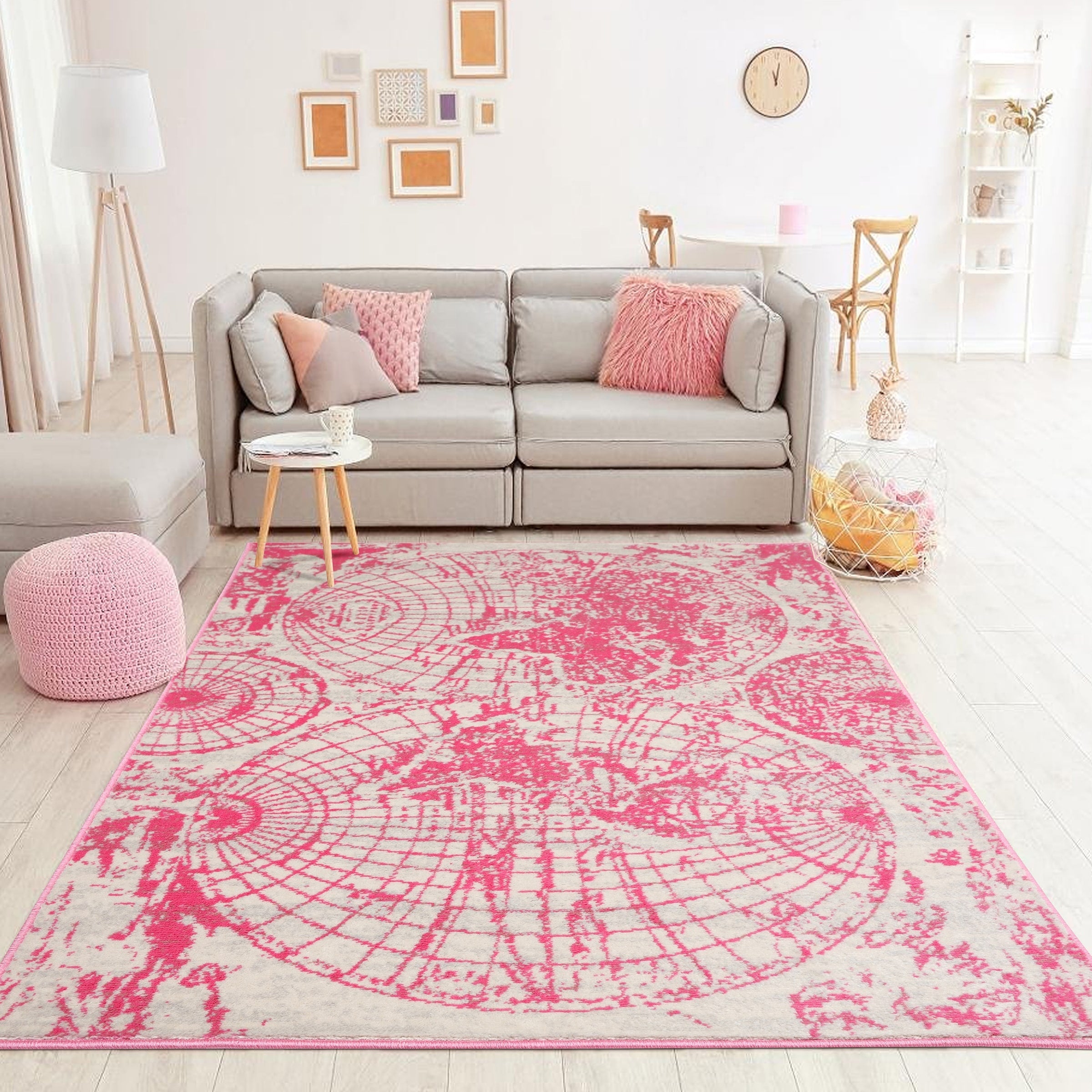 Persian Polypropylene Map Modern Contemporary Oriental Area Rug Beige Gray Color