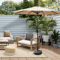 Aaron 9Ft Patio Umbrella With Round Bronze Free Standing Umbrella Base