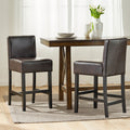 Lopez 26 Inch Brown Leather Counterstools Set Of 2 By Christopher Knight Home