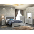 Lorana Button Tufted Led Faux Leather Bed