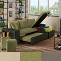 Lorca Multifunctional Two Tone Fabric Convertible Chaise Sofa With Ottomans Pillows And Storage By Inspire Q Modern