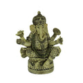 Lord Ganesha Sitting On Lotus Flower Holding Sacred Objects Statue 7 X 5.5 X 2.5 Inches