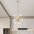 Lorena Champaign Gold 9 Light Clear Glass Bar Sputnik Chandelier