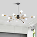 Lorena Sputnik 10 Light Chandelier In Black And Gold Finish