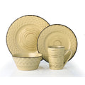 Lorren Home Trends 16 Piece Distressed Weave Dinnerware Set Buttercup