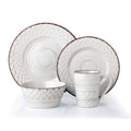Lorren Home Trends 16 Piece Distressed Weave Dinnerware Set White