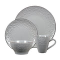 Lorren Home Trends 16 Piece Stoneware Scroll Dinnerware Set Gray