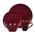 Lorren Home Trends 16 Piece Stoneware Scroll Dinnerware Set Merlot